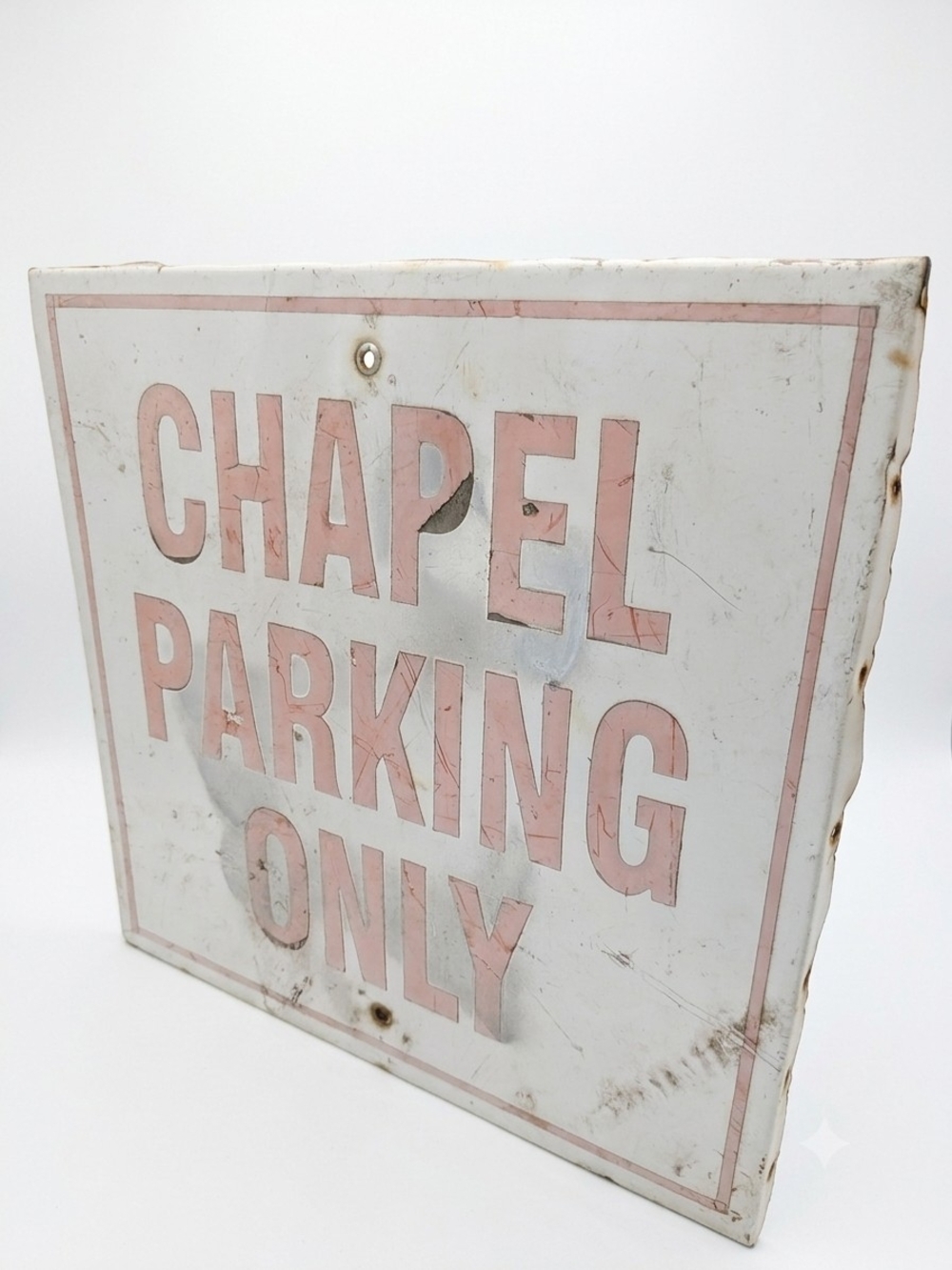 "Chapel Parking Only" Embossed Metal Sign with Wood Backing